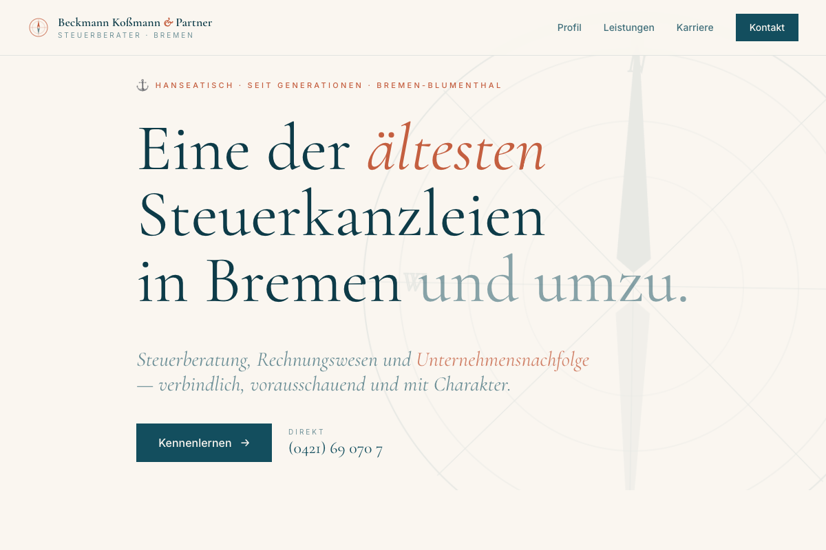 Beckmann Koßmann & Partner – neue Website