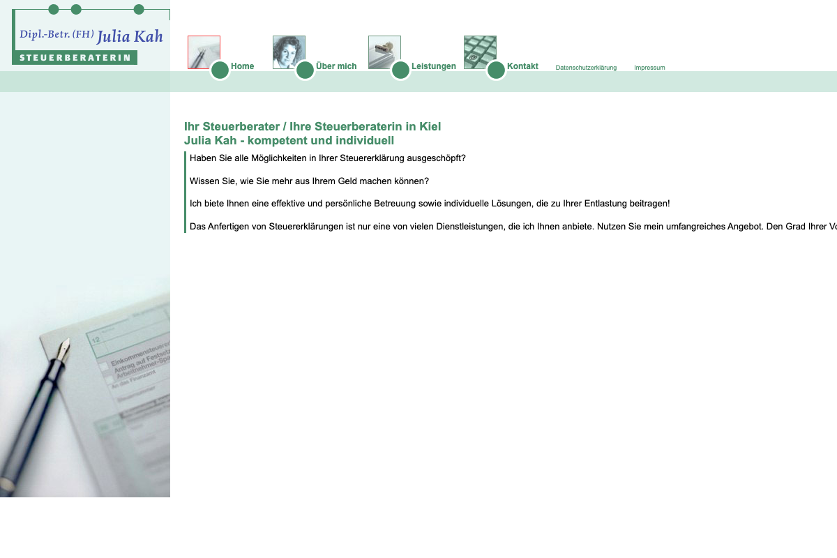 Julia Kah Steuerberaterin – alte Website