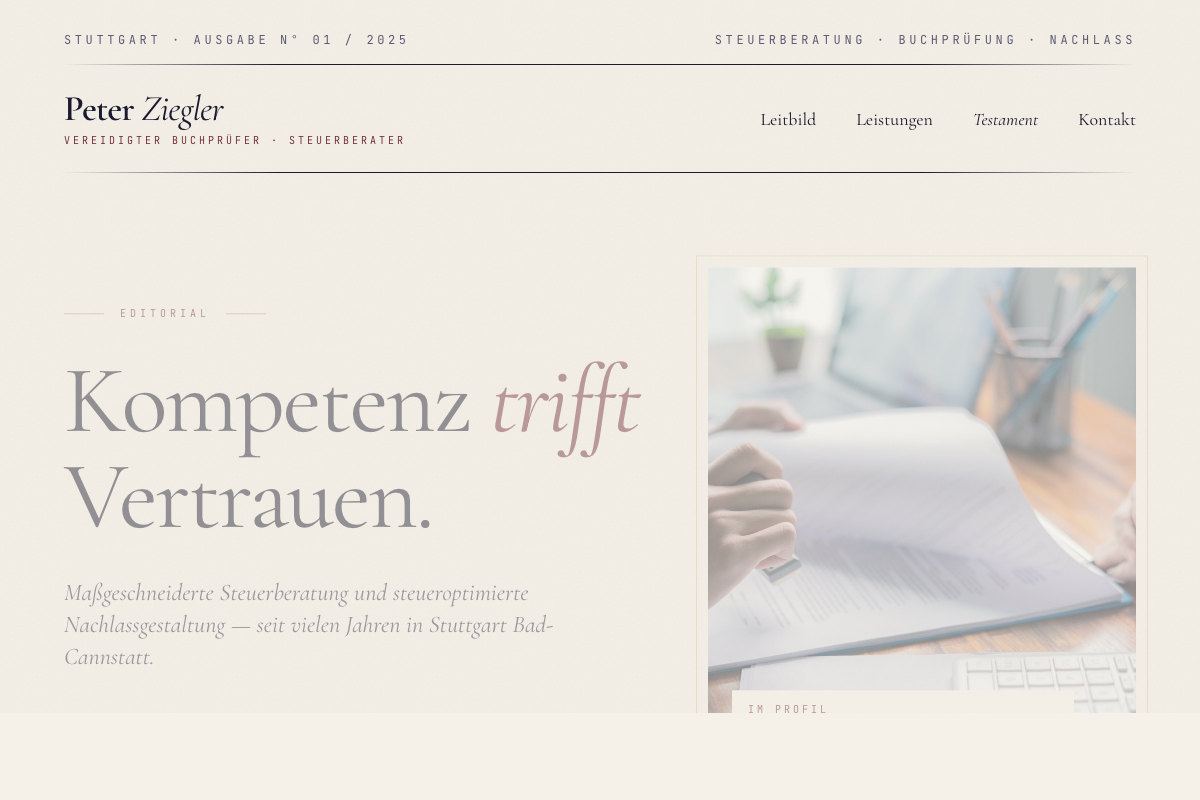 Steuerberatung Peter Ziegler – neue Website