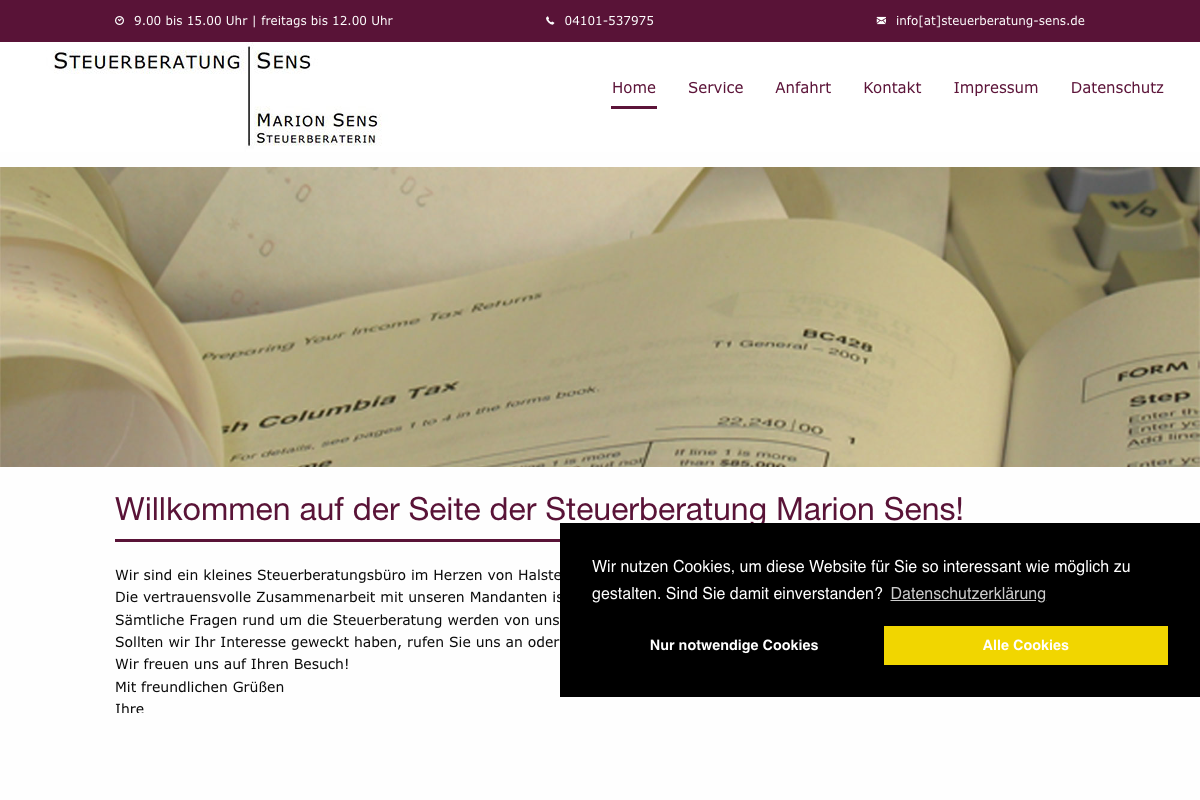 Steuerberatung Sens – alte Website