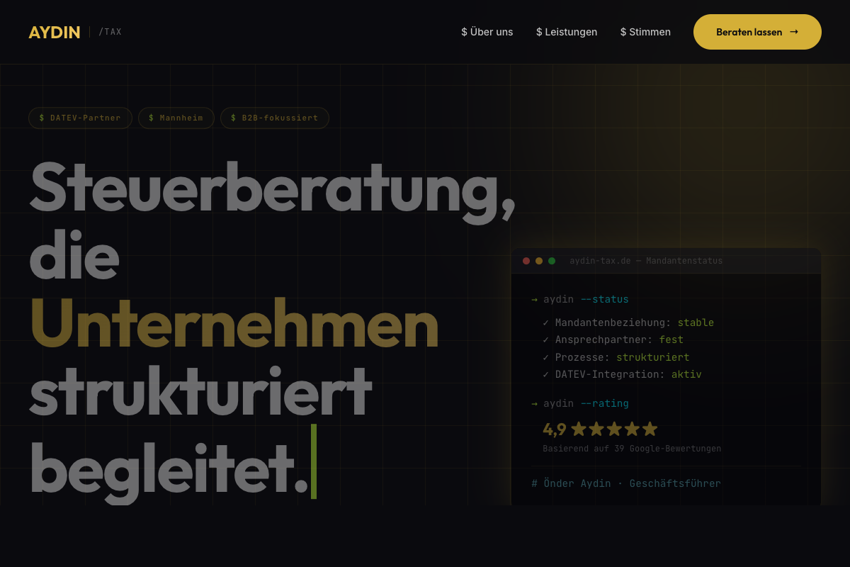 Aydin Tax Steuerberatungsgesellschaft – neue Website